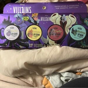 Disney Villains Lip Scrub & Balm Set - Purple Packaging with Gold Accents